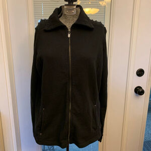 Women's FDJ Black Zip Front Funnel Neck Cardigan M